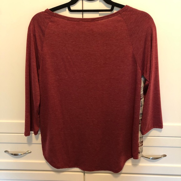 Plaid Burgundy Blouse - Picture 2 of 2